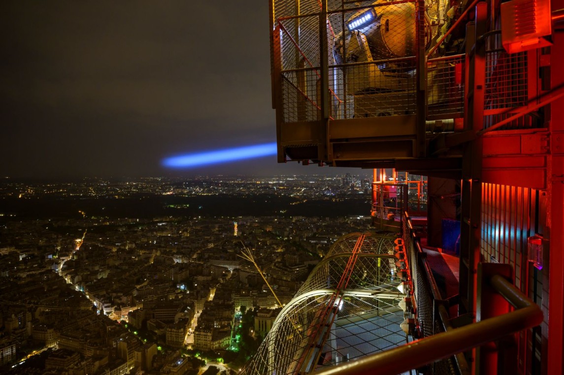 Photo taken from the 5th floor of the Eiffel Tower at night